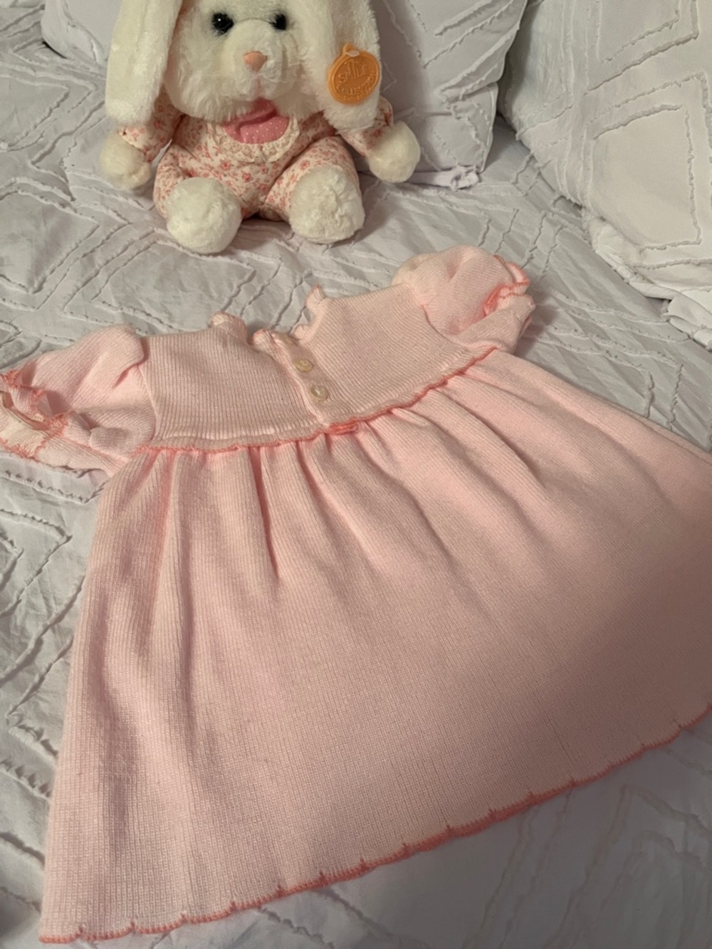 Vintage Pink Knit Baby Dress - Picture 2 of 5